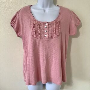 Announcements Coquette Cottagecore  Feminine Pink Sequin Milkmaid‎ Blouse Large